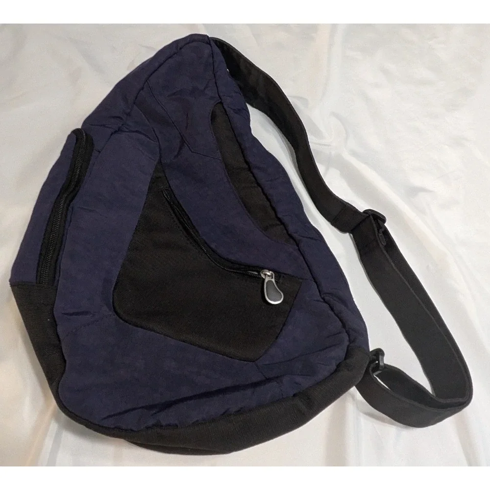 Healthy Back‎ Bag Sling Bag Womens Medium Navy Blue Excellent RFID Ergonomic